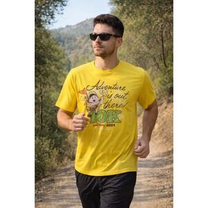 RunDisney 10K 2024 Yellow T-Shirt Men's Large Pixar‎ UP Adventure Disney
